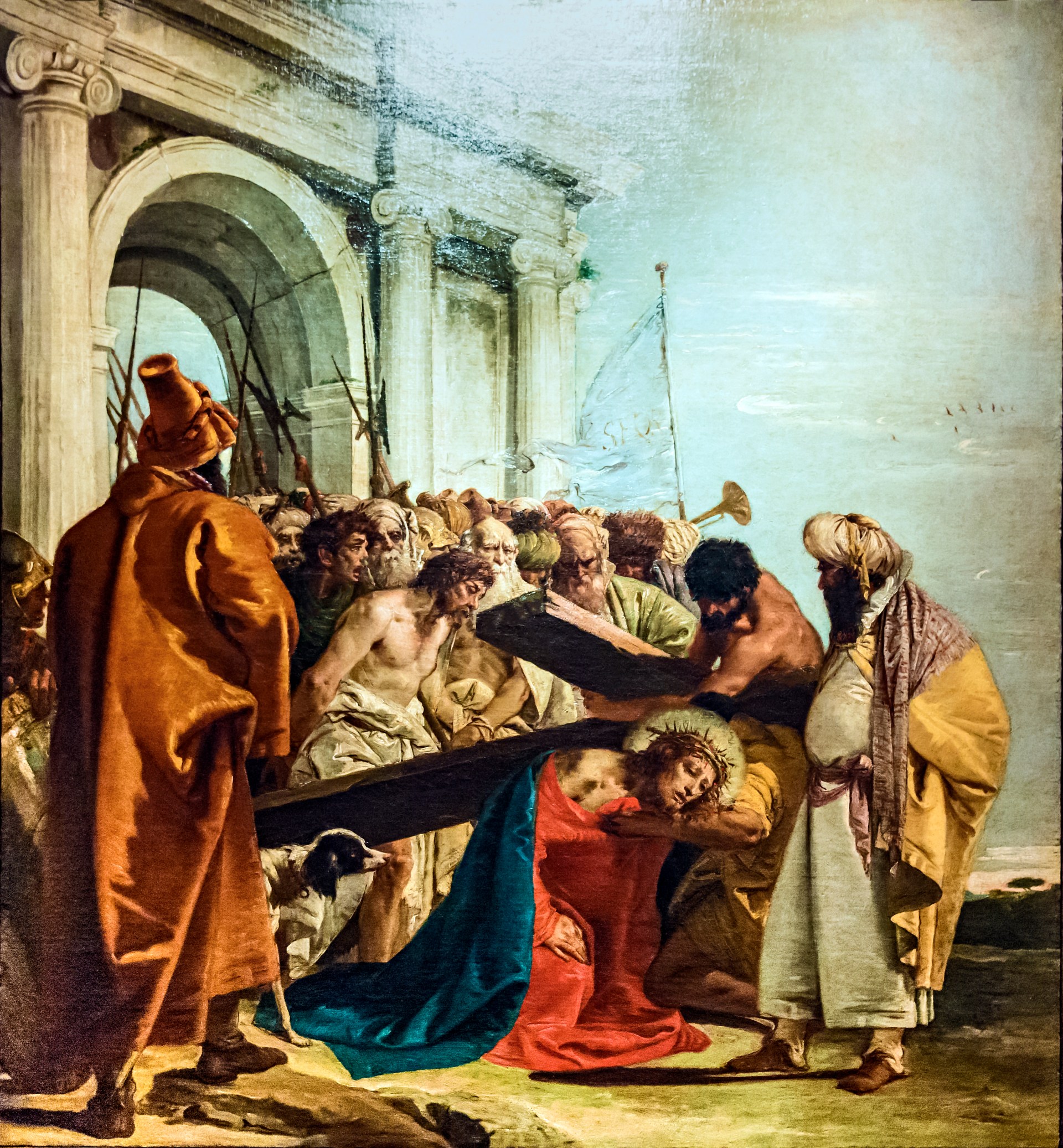 Chiesa_di_San_Polo_(Venice)_-_VIA_CRUCIS_III_-_Jesus_falls_the_first_time_by_Giandomenico_Tiepolo