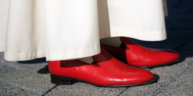 pope red shoes