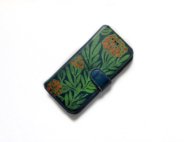 cell phone with cover on white background