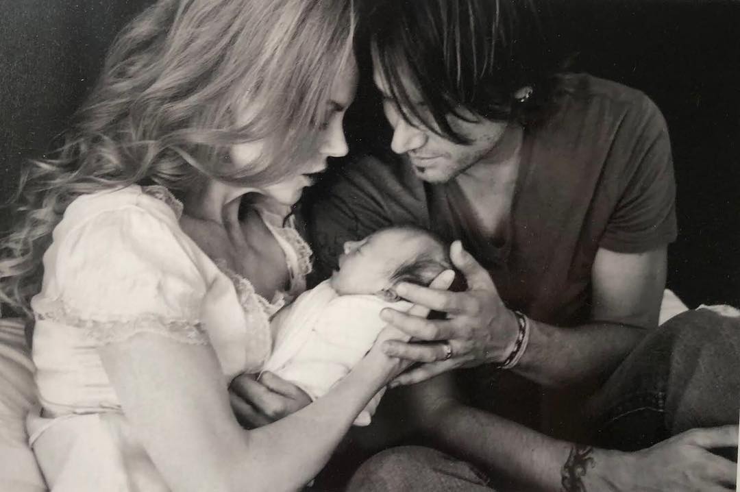 Nicole Kidman and her husband Keith Urban with new born baby Sunday, via Instagram