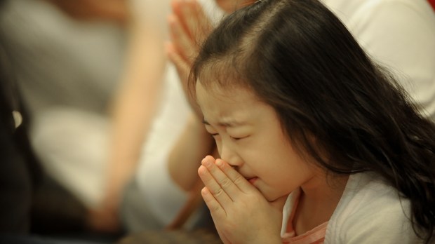 LITTLE, GIRL, PRAYING