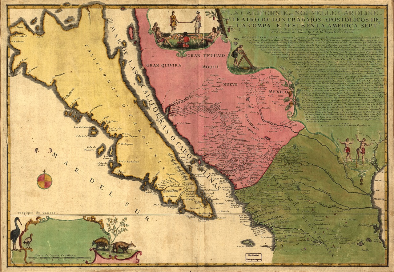 MAP JESUIT MISSION; CALIORNIA; SAN XAVIER DEL BAC