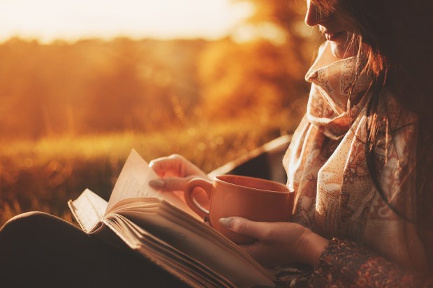 RAGAZZA, LIBRO, TRAMONTO