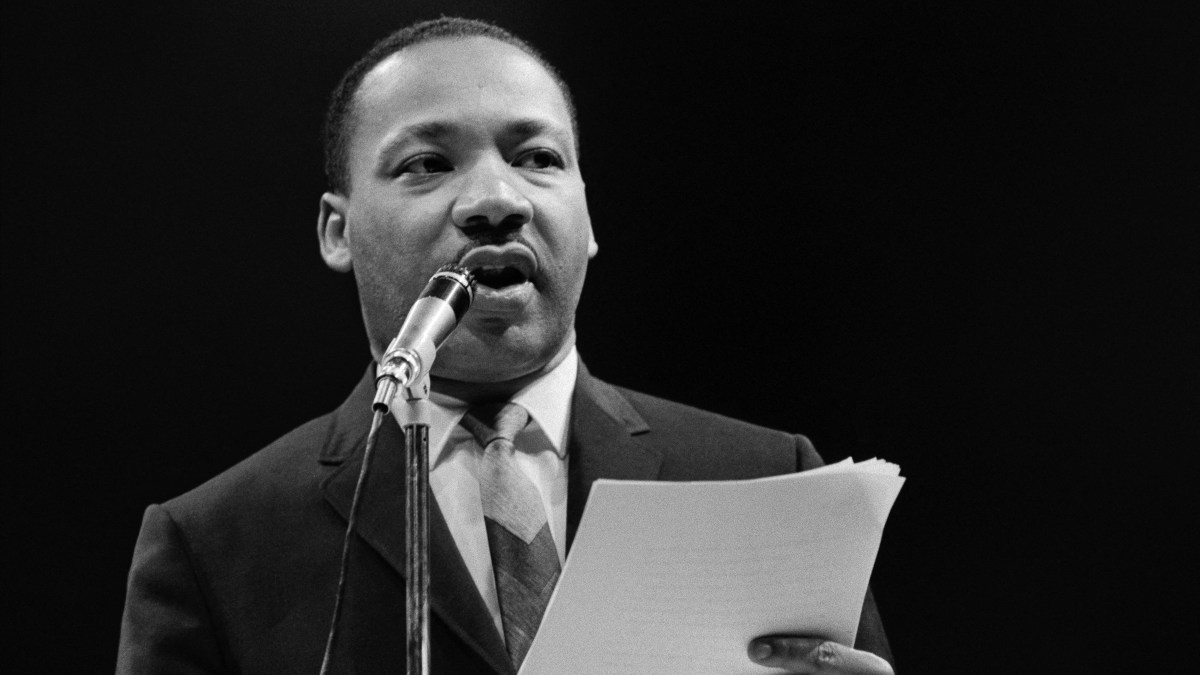 Martin Luther King Jr delivering speech