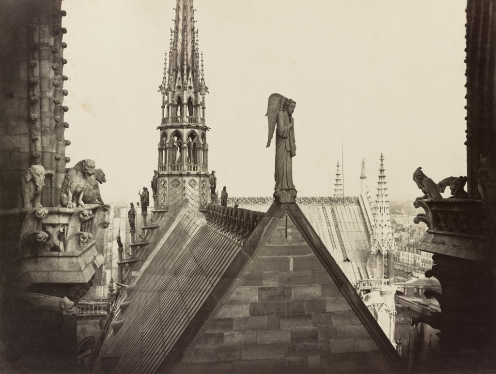 The roof and spire photographed around 1860, after the installation of the new spire.