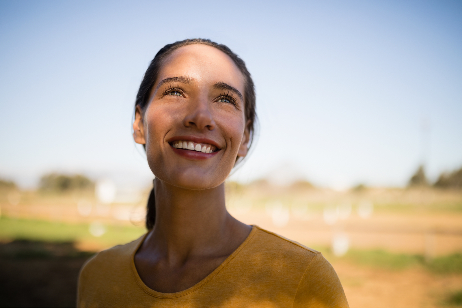 happy thoughtful woman