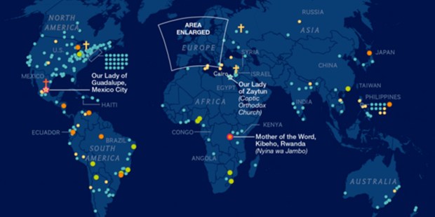 This map illustrates 500 years of Virgin Mary apparitions - Vimarsana News
