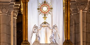 The name of the stand used in Eucharistic adoration reminds us what is happening