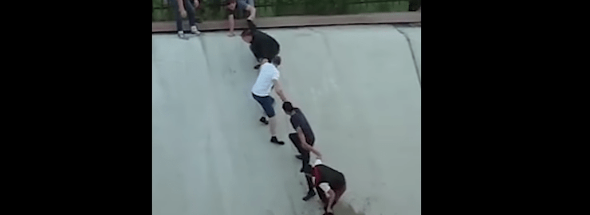 HUMAN CHAIN RESCUES DOG