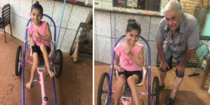 Brazilian grandfather creates bicycle for granddaughter with cerebral palsy
