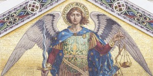 Why does St. Michael have a flaming sword?