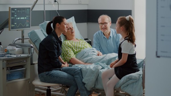 Visiting an elderly person in the hospital