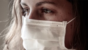 WOMAN, MEDICAL MASK,