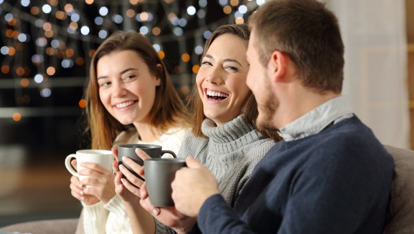 friends, coffee, Christmas