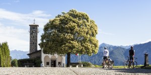 In Italy, cyclists bike to the church of their patron saint