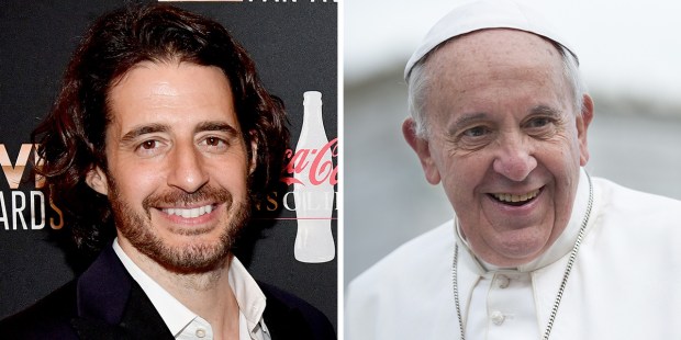 Jonathan Roumie and Pope Francis