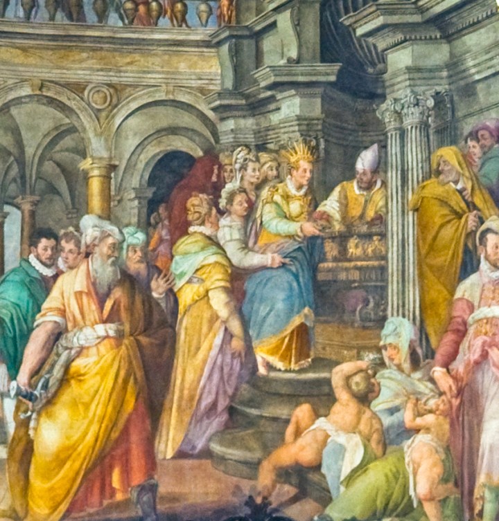 Empress Eudoxia hands over the chains of the Apostle Peter to the pope, fresco by Jacopo Coppi