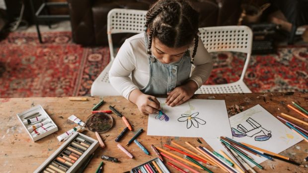 girl, child, crafts, art