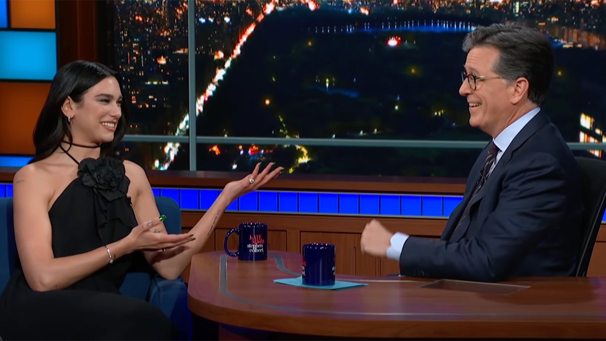 STEPHEN COLBERT AND DUA LIPA