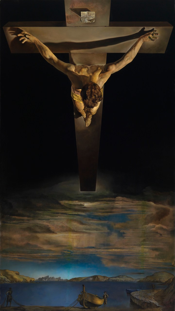 2964Christ of St John of the Cross Dali, Salvador (1904 - 1989, Spanish) Spain, Port Lligat (place of manufacture) summer 1951 oil on canvas Spanish framed: 2385 mm x 1488 mm x 95 mm Painting entitled 'Christ of St John of the Cross', by Salvador Dali, summer 1951