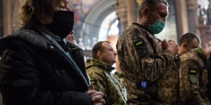 A church-turned-shelter in Ukraine: People pray every day in the city center