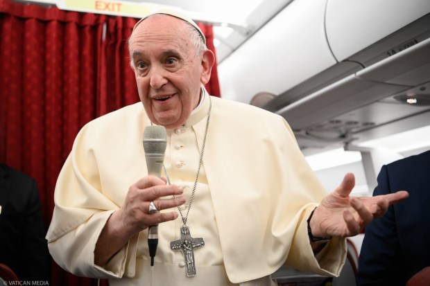 VATICAN-MALTA-POPE-papal-plane-journalists-Malta
