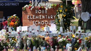 victims memorial at Robb Elementary