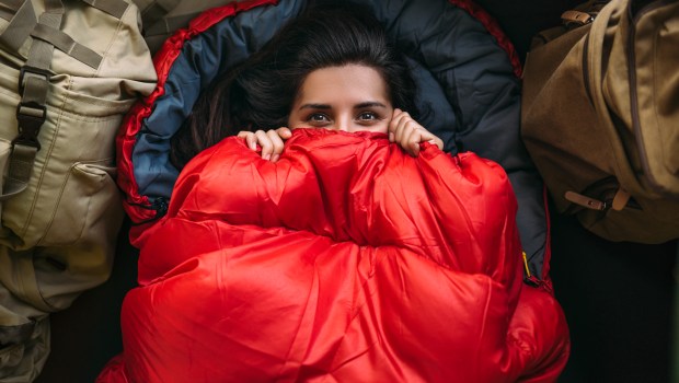 Woman red blanket