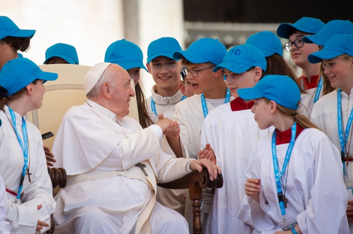 Pope Francis meets with children