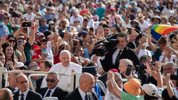 Pope Francis during his weekly general audience in saint peter's square - June 22 2022