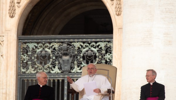 Pope Francis during his weekly general audience in saint peter's square - June 22 2022