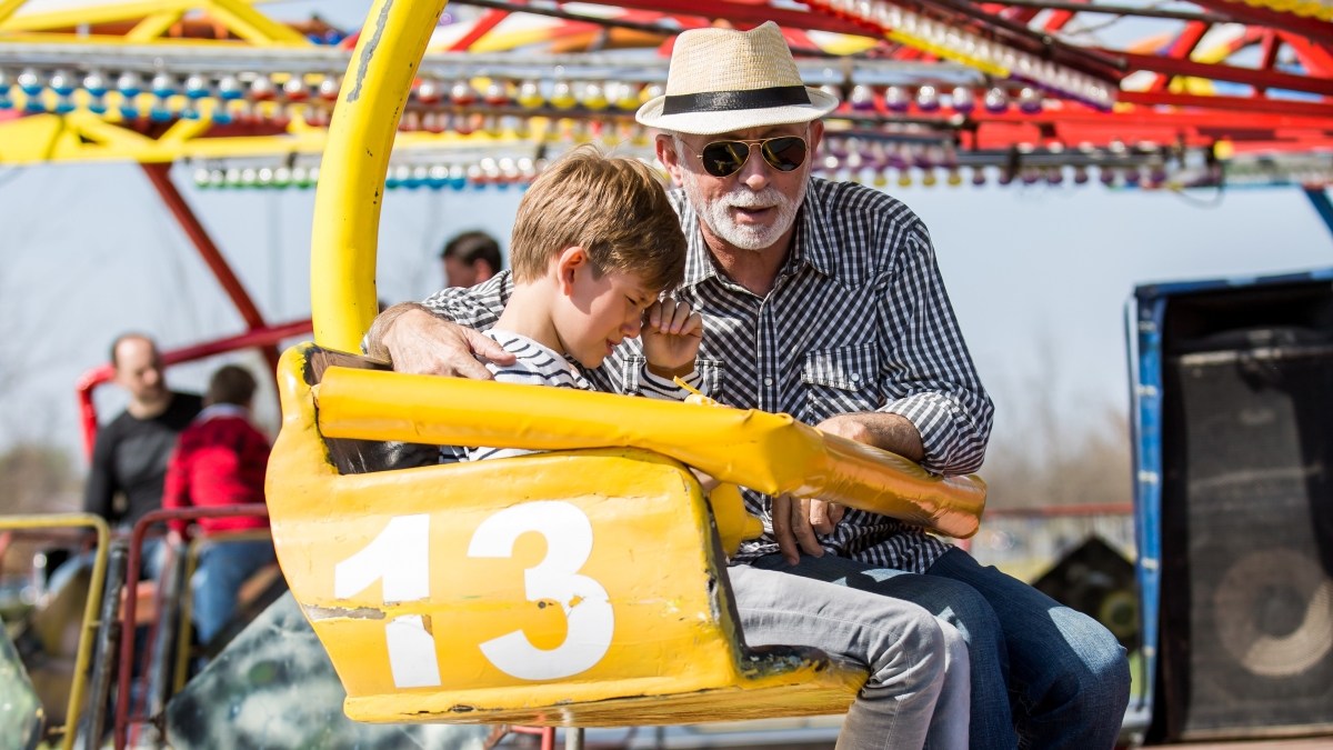 Kid crying on amusement park ride