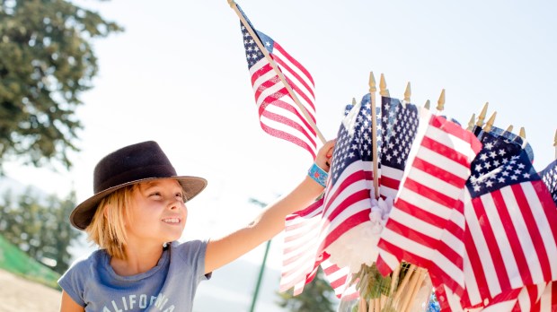 child, flag, Fourth of July