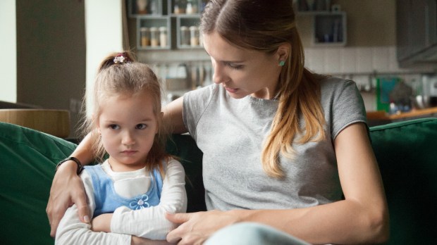 mom, child, girl, grumpy, upset, sad, consoling