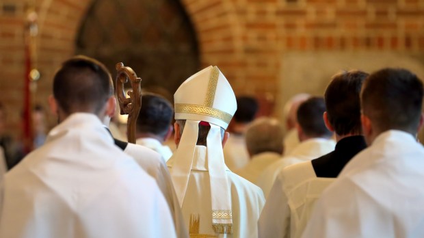 Priests and Bishop procession for Mass