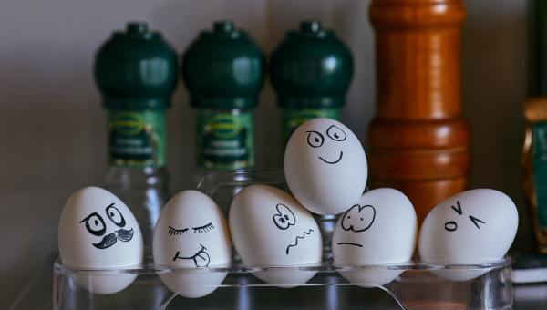 painted eggs in kitchen