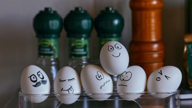 painted eggs in kitchen
