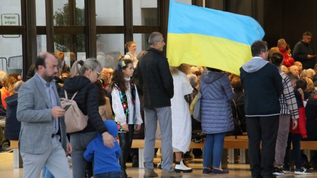 Ukraine flag at gathering