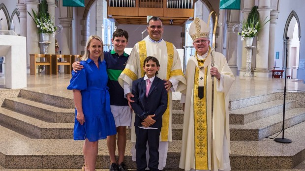 Deacon Clinton McGoldrick and Family with Archbishop Coleridge