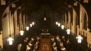Friars singing “Salve Regina” in the Dominican House of Studies, in DC