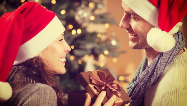 man, woman, gift, Christmas