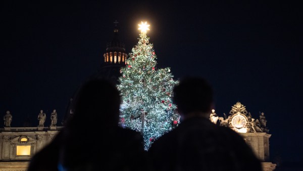 Lighten up Christmas Tree and Nativity Scene at St. Peter's Square in the Vatican.