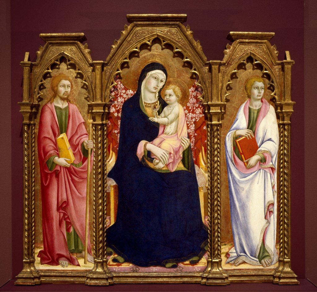 Sano-di-Pietro-Italian-Sienese-1405-1481-Madonna-and-Child-with-Saints-James-Major-and-John-the-Evangelist-Photo-Brooklyn-Museum