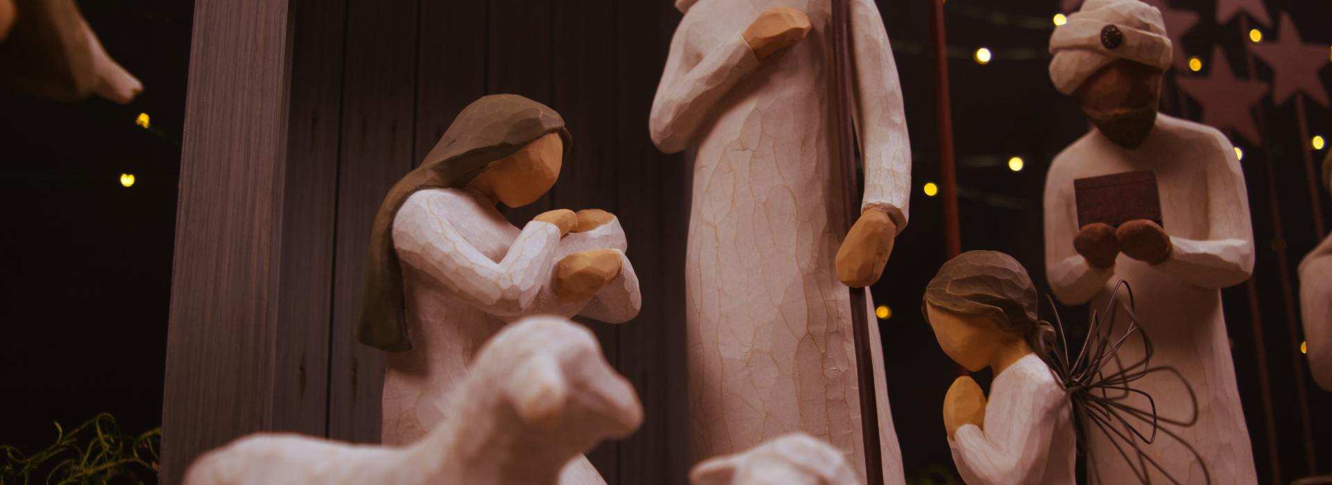 nativity scene with wooden figures