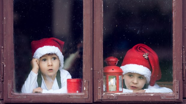 Children waiting Advent Christmas