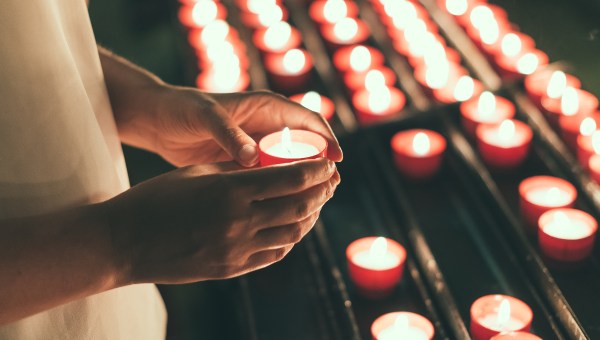 candle, church, hands, pray