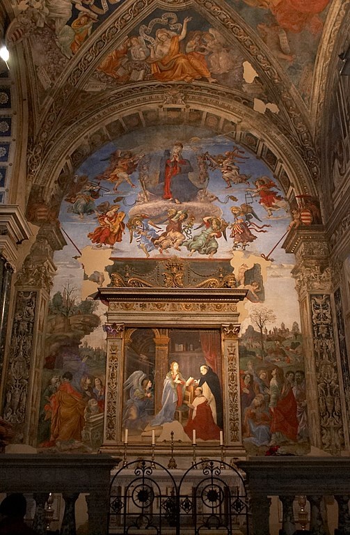 NOT FOR REUSE Frescoes in Carafa Chapel, in Rome's Santa Maria Sopra Minerva, Filippino Lippi