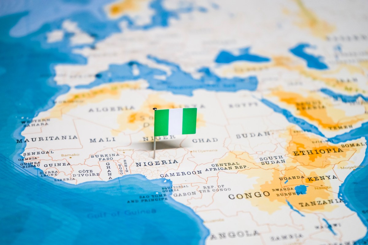 Nigeria map with flag