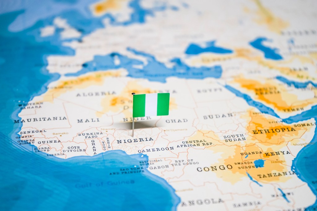 Nigeria map with flag