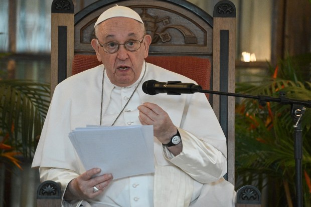 Pope-Francis-speaks-as-he-meets-with-victims-of-the-conflict-in-eastern-Democratic-Republic-of-Congo-at-the-Apostolic-Nunciature-in-Kinshasa-AFP